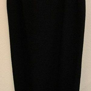 St John Knit Black Tea Length Skirt with Back Slit, Size 2